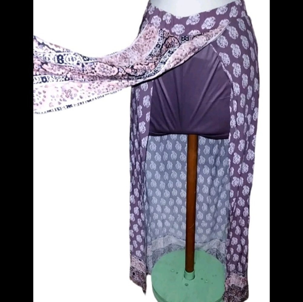 Surf Gypsy S Squort Skirt Coverup Pullon Purple Peach Blue Beach Swim... dimensi - Picture 3 of 5